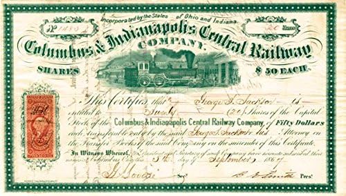 Columbus ve Indianapolis Merkez Demiryolu-Stok Sertifikası