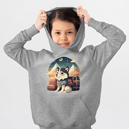 Husky Yavru Çocuk Sünger Polar Kapüşonlu-Sevimli Köpek Çocuk Kapüşonlu-Çocuklar için Çizgi Film Kapüşonlu