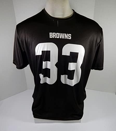 Cleveland Browns 33 Oyun Kullanılan Kahverengi Uygulama Egzersiz Gömlek Forması XL DP45226-İmzasız NFL Oyun Kullanılan