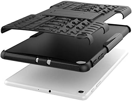 Samsung kılıfı Galaxy Tab A 10.1 İnç 2019 SM-T515/T510 DWaybox Sağlam Ağır Zırh Sert arka kapak Kılıf Kickstand ile (Siyah)