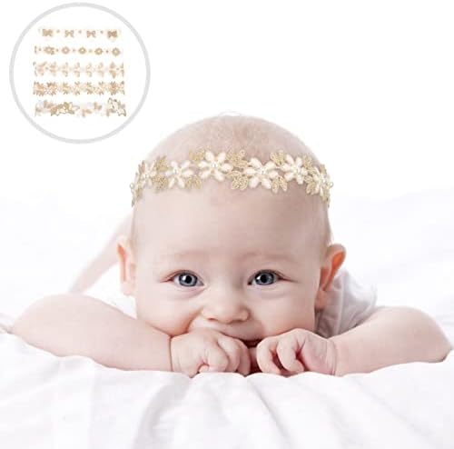 Toddmomy 20 adet Prenses Duş Bandı İlk Sahne Kafa Yenidoğan Bebek Vintage Dantel Headdress Taç Yüz Türban Çiçek Kostüm Elastik