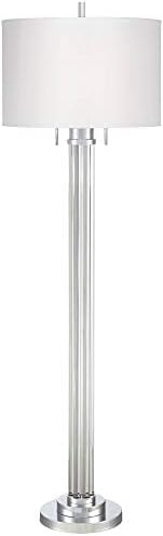 Possini Euro Tasarım Ritim Modern Glam Tarzı Zemin Lambası Art Deco 62 Tall Fırçalı Nikel Kristal Cam Ayakta Sütun Keten