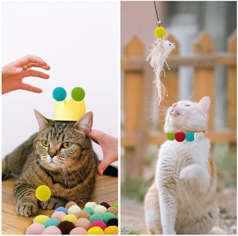 BLMHTWO 50 ADET Kedi Oyuncak Topları, yumuşak Kedi Pom Pom Topları Floş Kedi Chase Topları Hafif Yavru Interaktif Oyuncaklar