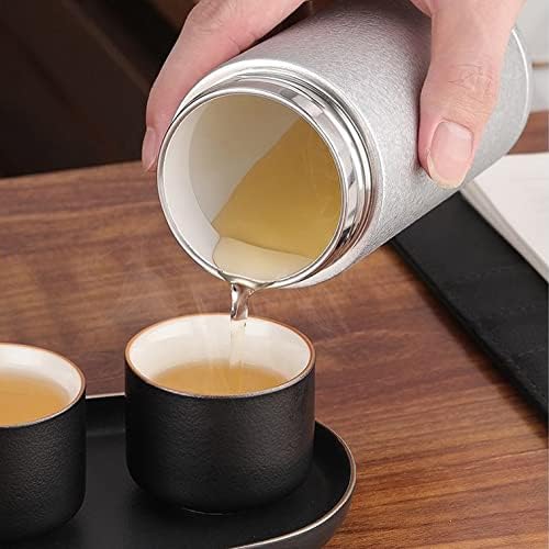 LUKEO Seramik Astar Çay Termos Şişe Ayrılmış Fincan Akıllı Sıcaklık Göstergesi Ayırır ve Su