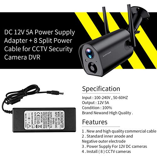 12V 7A CCTV gözetim Video güç kaynağı adaptörü + 1 ila 8 güç Splitter ve 110~240V AC 2.1 mm fiş güvenlik kamera,LED şerit