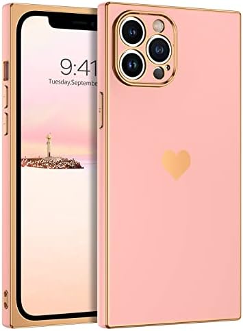 BENTOBEN iPhone 12 Pro Kılıf, Sevimli Kalp Desen Kare Slim Fit Yumuşak Esnek Darbeye Dayanıklı TPU Tampon Koruyucu Kablosuz