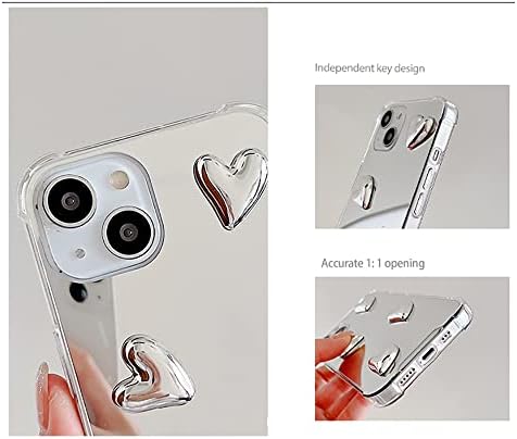 DİMEİYA iPhone 11 kılıf ile Uyumlu, Ayna Kıdemli Gümüş Sevimli Kalp Yumuşak Silikon Şeffaf makyaj aynası Kadın Kızlar Darbeye