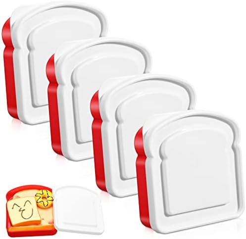 4 Adet Sandviç Kapları Öğle Yemeği için Sandviç Kutusu Tost Şekli Gıda Depolama Yeniden Kullanılabilir Plastik Sandviç Tutucu