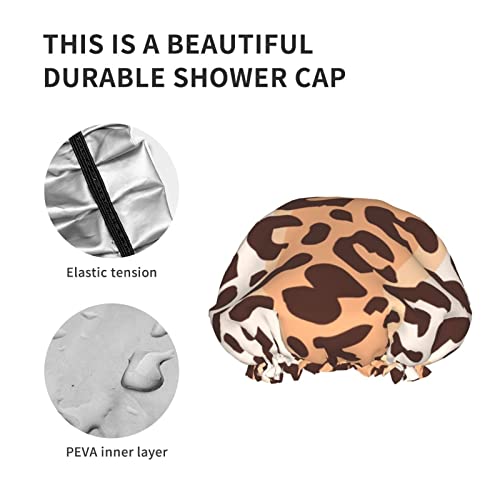 Kadınlar Kullanımlık Streç Hem Saç Şapka Leopar Cilt Dokusu Çift Katmanlar Su Geçirmez duş Bonesi banyo bonesi