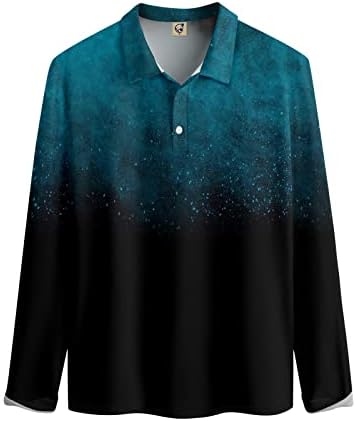 DuDubaby Kravat Boya Gömlek Erkekler için Yaka Uzun Kollu Baskılı Rahat Üst Gevşek Spor Gömlek