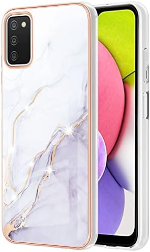 Monwutong Telefon Kılıfı için Samsung Galaxy A03S, yumuşak TPU + IMD Mermer Desen Kılıf Kızlar için, Kamera Lens ve Ekran