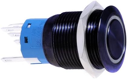 AABABUY 1pc12v 19mm basmalı düğme anahtarı Siyah Kabuk Mandallama (Beyaz/mavi/yeşil/sarı/kırmızı/turuncu) LED Su Geçirmez