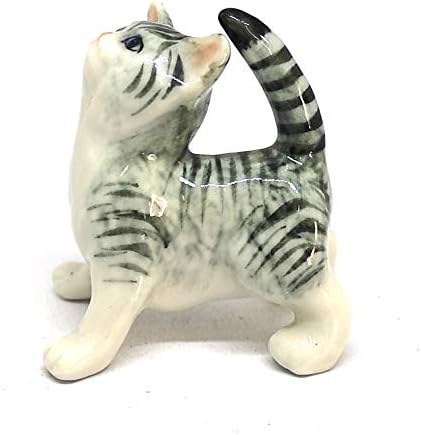 ZOOCRAFT Porselen Yağ Bebek Tekir Yavru Kedi Heykelcik Gri El Yapımı Seramik Minyatürleri Dekor Koleksiyon