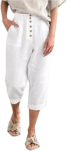 MIASHUI Artı Boyutu rahat pantolon Kadınlar için Bayan Konik Pantolon Pamuk Ön Düğme Bel Petite Pantolon Kadınlar için Çalışmak