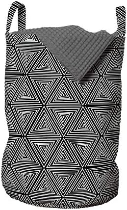 Ambesonne Soyut Çamaşır Torbası, Çağdaş Modern Tasarım Bohem Kabile Üçgenleri ve İç Geometrisi, Çamaşırhaneler için İpli