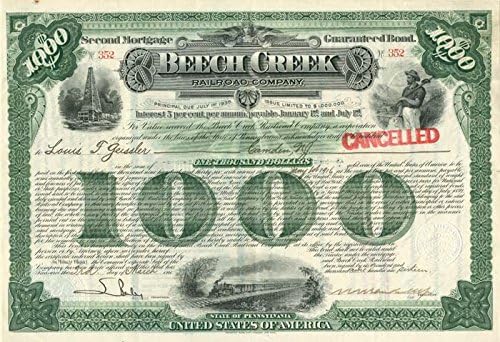 Wm. K. Vanderbilt, Jr., Beech Creek Demiryolu A. Ş. ile anlaştı. - 1000 Dolar-Tahvil