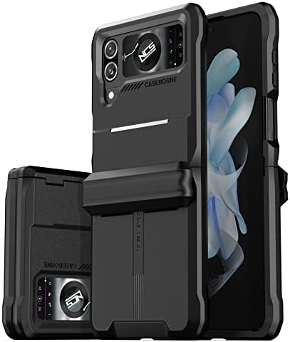 CaseBorne V Samsung Galaxy Z Flip 4 Kılıf/Flip 3 Kılıf ile Uyumlu-Yarı Otomatik Menteşeli Kapaklı Sağlam Koruyucu Kılıf,