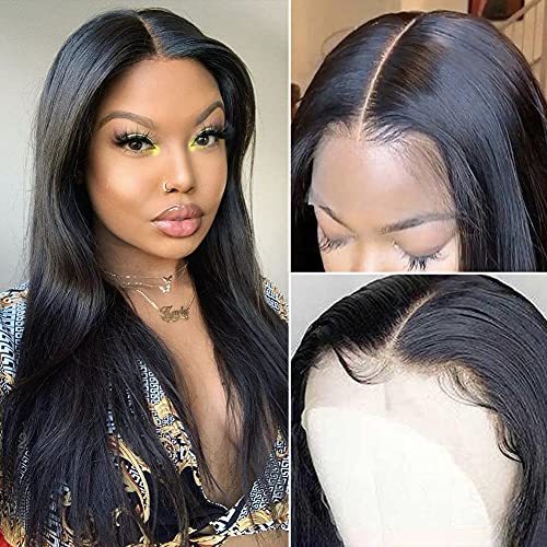 Wingirl HD Şeffaf Dantel ön Peruk insan saçı Peruk Siyah Kadınlar için 180 % Yoğunluk Brezilyalı 134 İnç düz insan saçı Peruk