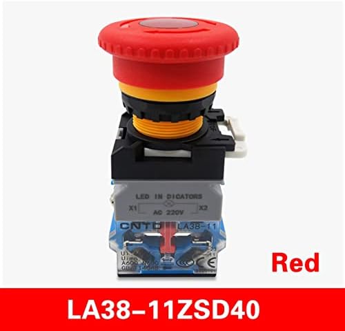 MOPZ LA38 acil Stop lambası güç 22mm anahtarları Mantar Kafa Kapalı Buton Led anahtarı LA38-11ZSD40 220V 24V LAY38-11D (Renk: