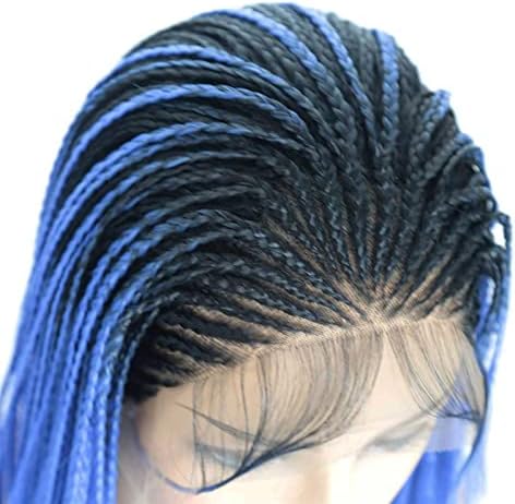 XZGDEN Ombre Kahverengi Uzun Mikro Örgüler Sentetik Dantel ön peruk Siyah Kadınlar için Bebek Saç Cornrows Yarım Kutu Örgülü