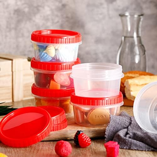 Amyhill 50 Paket 8 oz Plastik Dondurucu Saklama Kabı Kapaklı Küçük Gıda Kapları Öğle Yemeği Hazırlığı için Yeniden Kullanılabilir