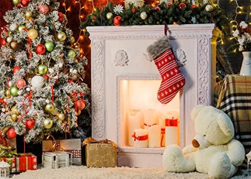 BELECO 10x8ft Kumaş Noel Kapalı Dekor Fotoğraf Backdrop Şömine Çorap Noel Ağacı Hediyeler Arka Plan için Noel Yeni Yıl Tatil