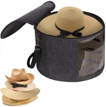 Şapka saklama kutusu Toz Kapağı, Keçe Yuvarlak Katlanabilir Şapka organizatör Aile Seyahat saklama kutusu (M)