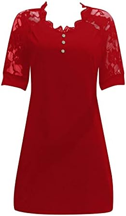 LKPJJFRG kadın Kokteyl Parti t Shirt Elbise Kare Boyun Balon Kollu İşlemeli Fırfır Büyük Boy T-Shirt Elbise 2023