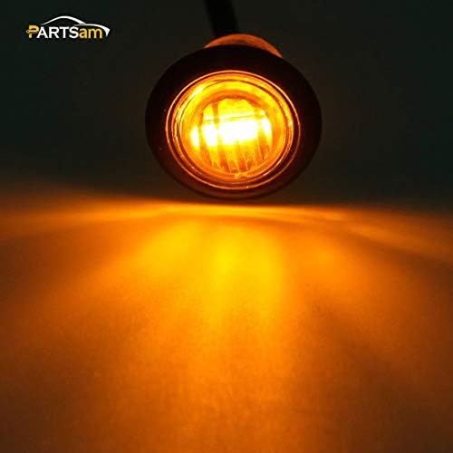 Partsam 2 adet 3/4 Mini Amber LED Işaretleyici park lambası Dönüş sinyal ışığı Hava Barajı ışıkları, 3 Teller, 12 V