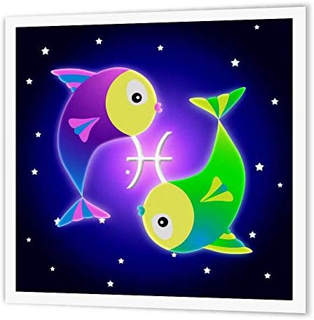 3dRose ht_28553_3 Sevimli Astroloji Balık Burcu balık demir On ısı transferi, 10 x 10, Beyaz Malzeme için