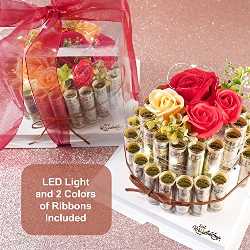 Ribbonbonbox Çiçek Para Pastası-Sahte Kek Hediye Kutusu-Onun ve Onun için Doğum Günü Hediyeleri-Anneler Günü, Quinceanera,