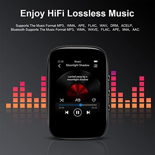 Bluetooth'lu 32GB Mp3 Çalar Koşu Yürüyüşü için Spor Klipsli Müzik Çalar Tam Dokunmatik Ekranı Destekleyin FM Radyo Line-in