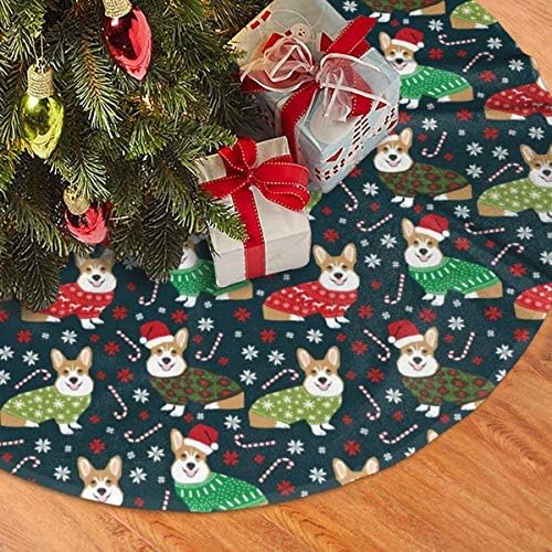 MSGUIDE Noel Corgi Köpek Noel Ağacı Etek Süsler 48 inç Ağacı Etek için Parti Tatil Noel Süslemeleri Noel Ağacı Mat Süslemeleri
