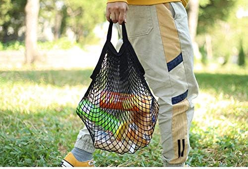 Çiftçi Pazarı için 2 Paket Uzun Saplı Örgü Alışveriş Çantaları Bakkal İpli Gıda Torbaları Soğan Sebze Torbaları, Yıkanabilir