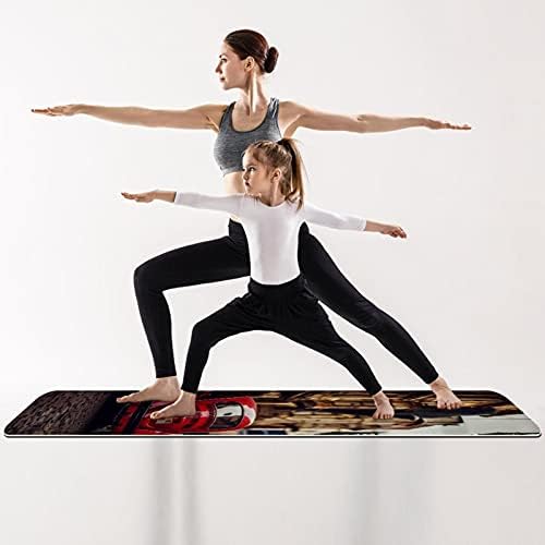 6mm Ekstra Kalın Yoga Mat, binalar Kırmızı Araba Baskı Çevre Dostu TPE egzersiz matları Pilates Mat Yoga, Egzersiz, Çekirdek