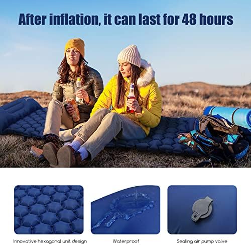 75 X 25 Kendinden Şişen Kamp Uyku Pedi Yastık ve Ayak Pompası ile, Ultralight Taşınabilir Şişme Uyku Pedi Kamp yürüyüş çadırı