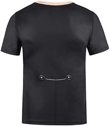 Erkekler Elbise Gömlek Kollu Kısa Sahte Baskı erkek moda tişört Kas 3D Üst Seksi Bluz erkek Bluz