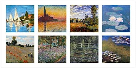Claude Monet'ten Alonline Art - Collage 8 Regatta Giorgio Nilüferleri / Biege Çerçeveli Resim %100 Pamuklu Kanvas üzerine