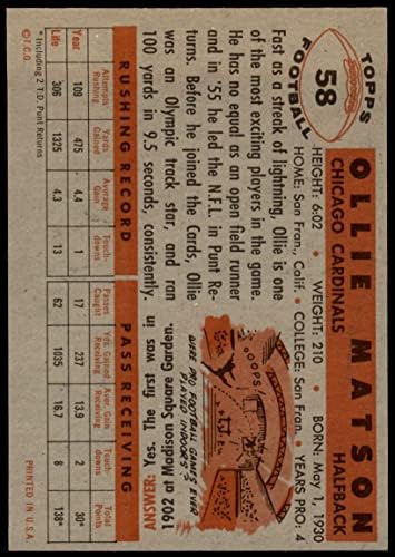 1956 Topps 58 Ollie Matson Chicago Kardinalleri-FB (Futbol Kartı) ESKİ/MT Kardinalleri-FB San Francisco