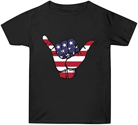 Uzun Kollu Tezahürat Gömlek Bağımsızlık Günü Gömlek Kadın Grafik T Shirt Kadın Üst Crewneck Kısa Kollu El T