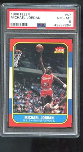 1986-87 Fleer 57 Michael Jordan ÇAYLAK RC PSA 8 Kademeli Basketbol Kartı NBA 86-87 1986 1987 Chicago Bulls