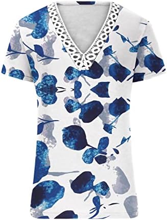 Kızlar Derin V Boyun T Shirt Yaz Sonbahar Kısa Kollu Dantel Pamuk Çiçek Grafik Salonu Bluz Gömlek Bayan 2N 2N