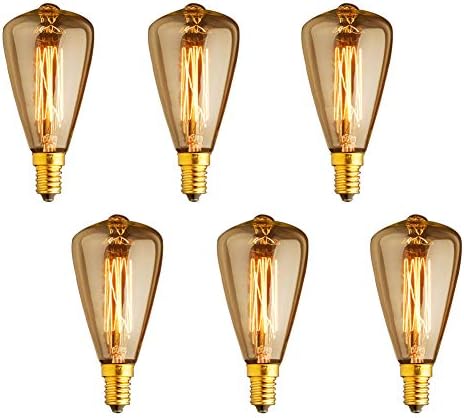 Vintage Edison ampuller kısılabilir, E12 40 W ST48 şamdan Akkor ampuller, 2200 K Amber sıcak ST48 sincap kafes ışıkları sıcak