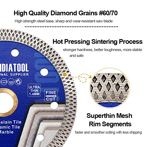 SHDIATOOL 5 İnç Karo Elmas Bıçak Porselen Kesme Tekerleği için kuru veya ıslak Seramik Granit Mermer Dia 125mm(2 adet)