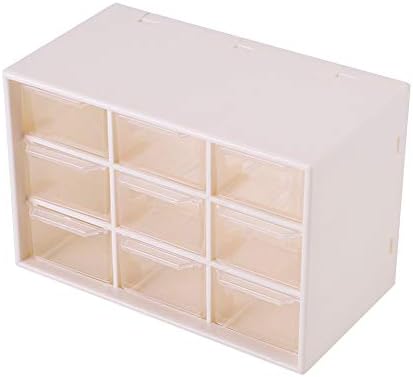 TOPINCN Çekmece depolama dolabı Plastik Takı Kozmetik saklama Kutusu Taşınabilir 9 Kafes Mini Dolapları Çekmece (Beyaz)