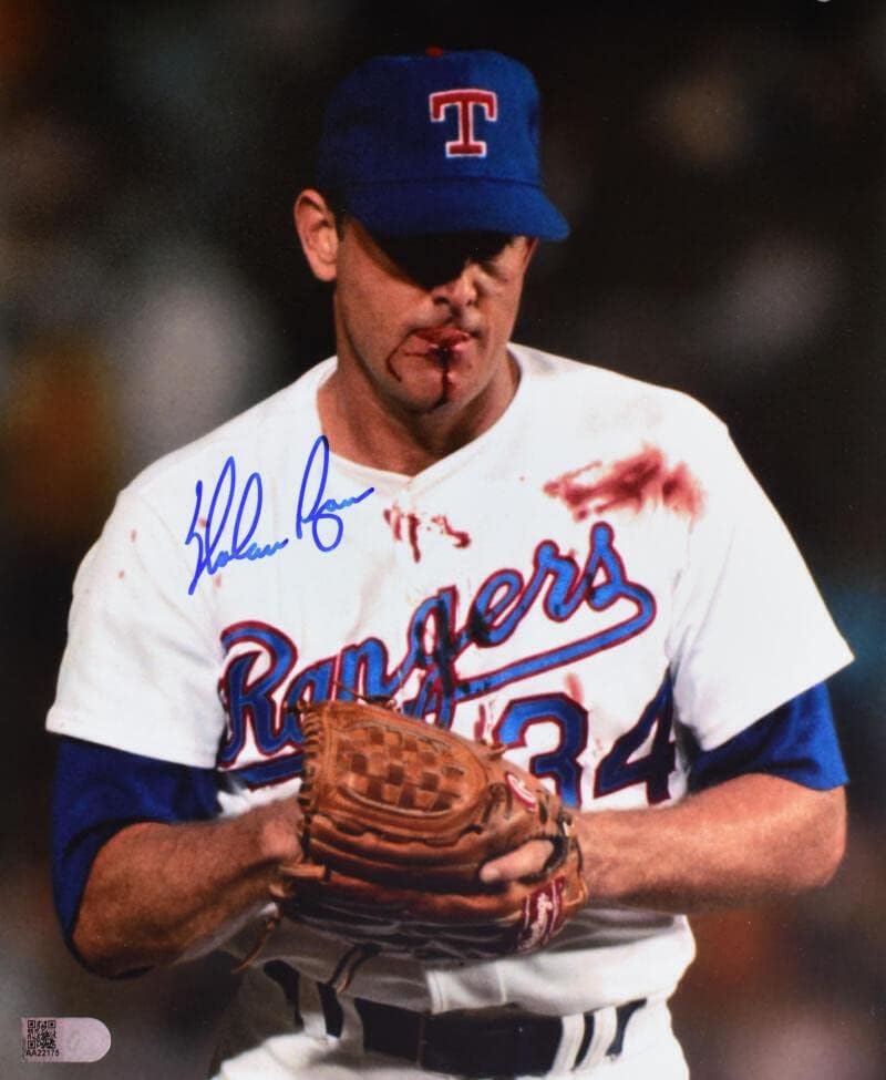 Nolan Ryan İmzalı Texas Rangers 8x10 Kanlı Dudak Fotoğrafı-AI Onaylı Sanal İmzalı MLB Fotoğrafları