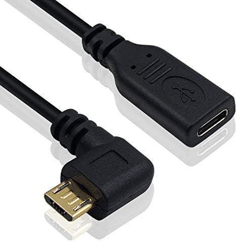 Poyıccot USB C'den Mikro USB Kablosuna, 90 Derece Dik Açılı Mikro USB Erkek-USB C Dişi Adaptör Bağlantı Kablosu Samsung ve