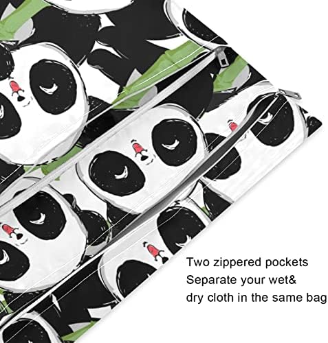 ZZXXB Panda Bambu Ağacı Su Geçirmez Islak Çanta Kullanımlık Bez Bebek Bezi Islak Kuru fermuarlı çanta Cep Seyahat Plaj Havuzu