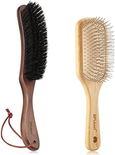 Giysiler için BFWood Domuzu Kıl Fırça, Anti-Statik ve Masaj Kafa Derisi için Bambu Saç Fırçası