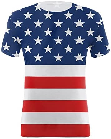 Gerichy 4th Temmuz Gömlek Kadın, bayan Yaz Rahat Amerikan Bayrağı Baskı Kısa Kollu Tişörtleri Ekip Boyun Gevşek Bluzlar Tops